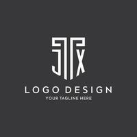 JX monogram initial name with shield shape icon design vector