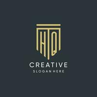 HQ monogram with modern and luxury shield shape design style vector