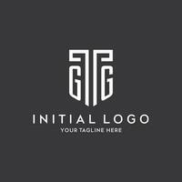 GG monogram initial name with shield shape icon design vector