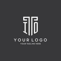 IO monogram initial name with shield shape icon design vector