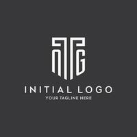 NG monogram initial name with shield shape icon design vector