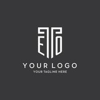 EO monogram initial name with shield shape icon design vector