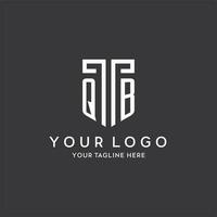 QB monogram initial name with shield shape icon design vector