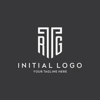 RG monogram initial name with shield shape icon design vector