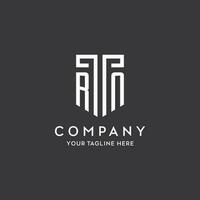 RN monogram initial name with shield shape icon design vector