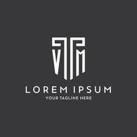 VM monogram initial name with shield shape icon design vector