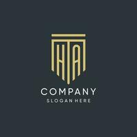 HA monogram with modern and luxury shield shape design style vector