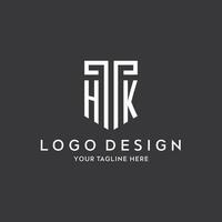 HK monogram initial name with shield shape icon design vector