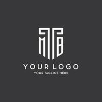 MB monogram initial name with shield shape icon design vector