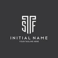 SF monogram initial name with shield shape icon design vector
