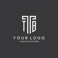 TB monogram initial name with shield shape icon design vector