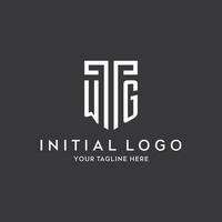 WG monogram initial name with shield shape icon design vector
