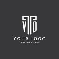 VO monogram initial name with shield shape icon design vector