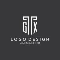 GX monogram initial name with shield shape icon design vector