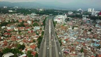 Bandung June 7 2021. Aerial view of the Pasupati flyover, in Bandung City, West Java - Indonesia. video