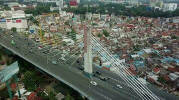 Bandung June 7 2021. Aerial view of the Pasupati flyover, in Bandung City, West Java - Indonesia. video