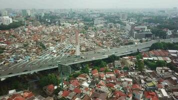 Bandung June 7 2021. Aerial view of the Pasupati flyover, in Bandung City, West Java - Indonesia. video