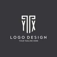 YX monogram initial name with shield shape icon design vector