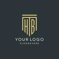 HB monogram with modern and luxury shield shape design style vector