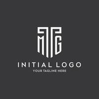 MG monogram initial name with shield shape icon design vector