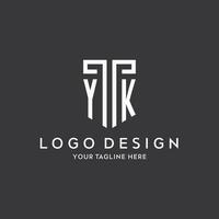 YK monogram initial name with shield shape icon design vector