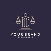 DC initials combined with the scales of justice icon, design inspiration for law firms in a modern and luxurious style vector