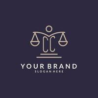 CC initials combined with the scales of justice icon, design inspiration for law firms in a modern and luxurious style vector