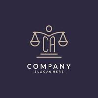 CA initials combined with the scales of justice icon, design inspiration for law firms in a modern and luxurious style vector