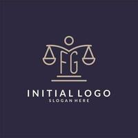 FG initials combined with the scales of justice icon, design inspiration for law firms in a modern and luxurious style vector