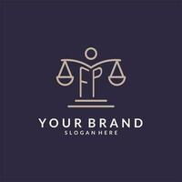 FP initials combined with the scales of justice icon, design inspiration for law firms in a modern and luxurious style vector