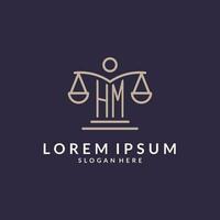 HM initials combined with the scales of justice icon, design inspiration for law firms in a modern and luxurious style vector