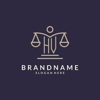 HV initials combined with the scales of justice icon, design inspiration for law firms in a modern and luxurious style vector