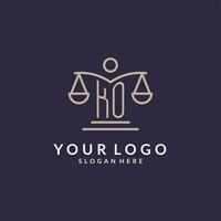 KO initials combined with the scales of justice icon, design inspiration for law firms in a modern and luxurious style vector