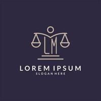 LM initials combined with the scales of justice icon, design inspiration for law firms in a modern and luxurious style vector