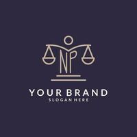 NP initials combined with the scales of justice icon, design inspiration for law firms in a modern and luxurious style vector