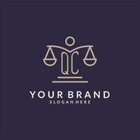 QC initials combined with the scales of justice icon, design inspiration for law firms in a modern and luxurious style vector