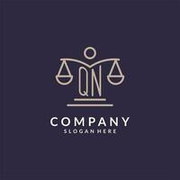 QN initials combined with the scales of justice icon, design inspiration for law firms in a modern and luxurious style vector