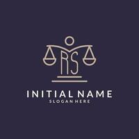 RS initials combined with the scales of justice icon, design inspiration for law firms in a modern and luxurious style vector
