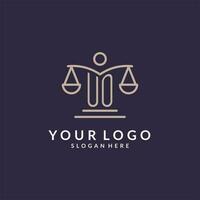 UO initials combined with the scales of justice icon, design inspiration for law firms in a modern and luxurious style vector