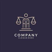 AA initials combined with the scales of justice icon, design inspiration for law firms in a modern and luxurious style vector