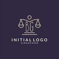 BG initials combined with the scales of justice icon, design inspiration for law firms in a modern and luxurious style vector