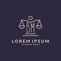 BM initials combined with the scales of justice icon, design inspiration for law firms in a modern and luxurious style vector