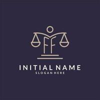 FF initials combined with the scales of justice icon, design inspiration for law firms in a modern and luxurious style vector