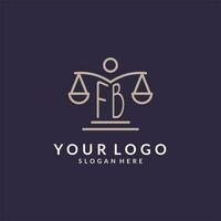 FB initials combined with the scales of justice icon, design inspiration for law firms in a modern and luxurious style vector