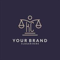 KC initials combined with the scales of justice icon, design inspiration for law firms in a modern and luxurious style vector