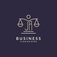 JR initials combined with the scales of justice icon, design inspiration for law firms in a modern and luxurious style vector