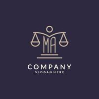 MA initials combined with the scales of justice icon, design inspiration for law firms in a modern and luxurious style vector