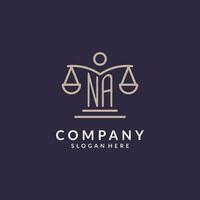 NA initials combined with the scales of justice icon, design inspiration for law firms in a modern and luxurious style vector