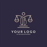 QB initials combined with the scales of justice icon, design inspiration for law firms in a modern and luxurious style vector