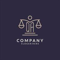 QA initials combined with the scales of justice icon, design inspiration for law firms in a modern and luxurious style vector